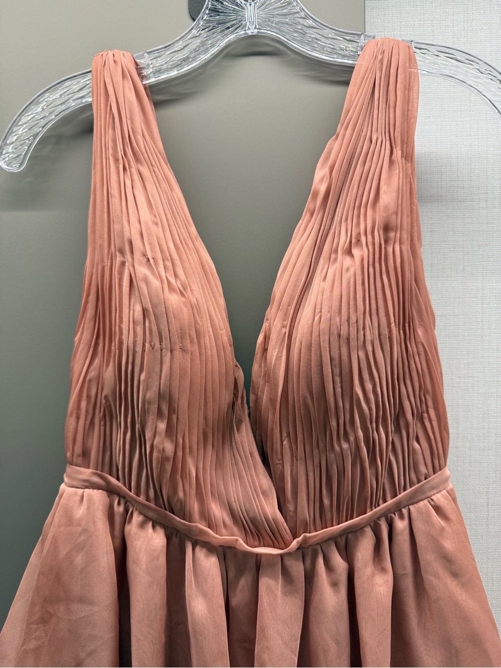 Dusty Pink Ruffled High-Low V-Neck Dress - Picture 2 of 5